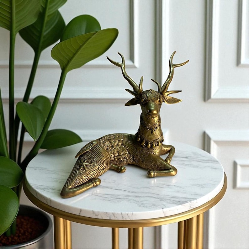 Handmade Brass Deer | Bastar Dhokra | Indian Tribal Art | Bastar Decor | Dhokra Deer | Brass Deer | Handmade in India | Handicraft
