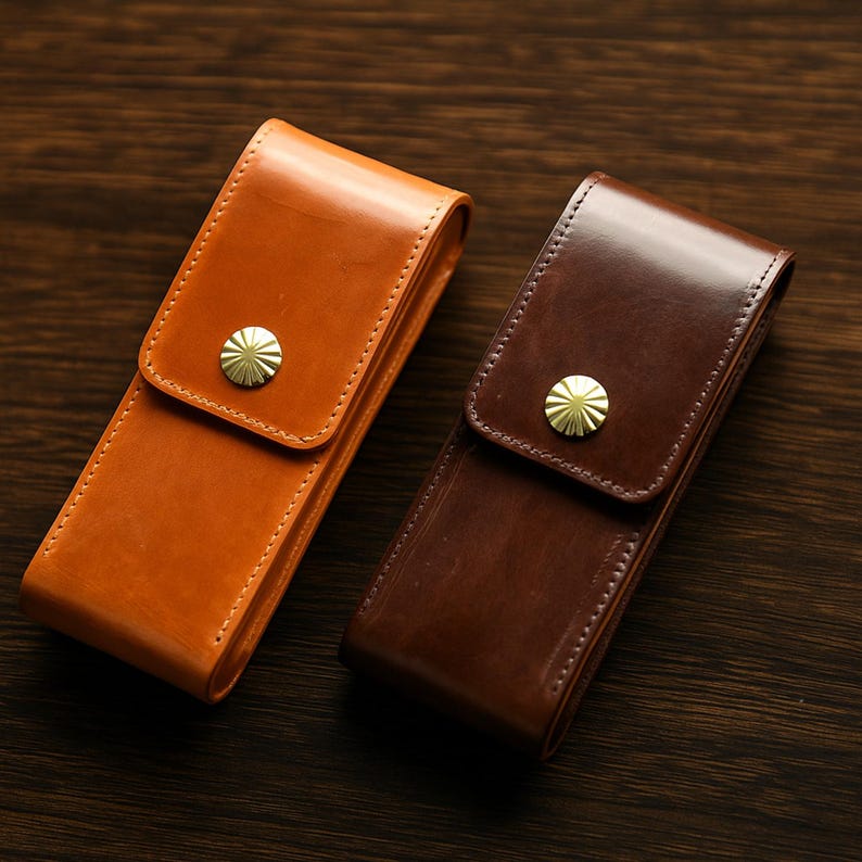 Personalized Leather Pen Case, Real Leather Pencil Cover, 3 Slot Fountain Pen Holder, Brown Leather Pouch, Custom Back-to-School Gift