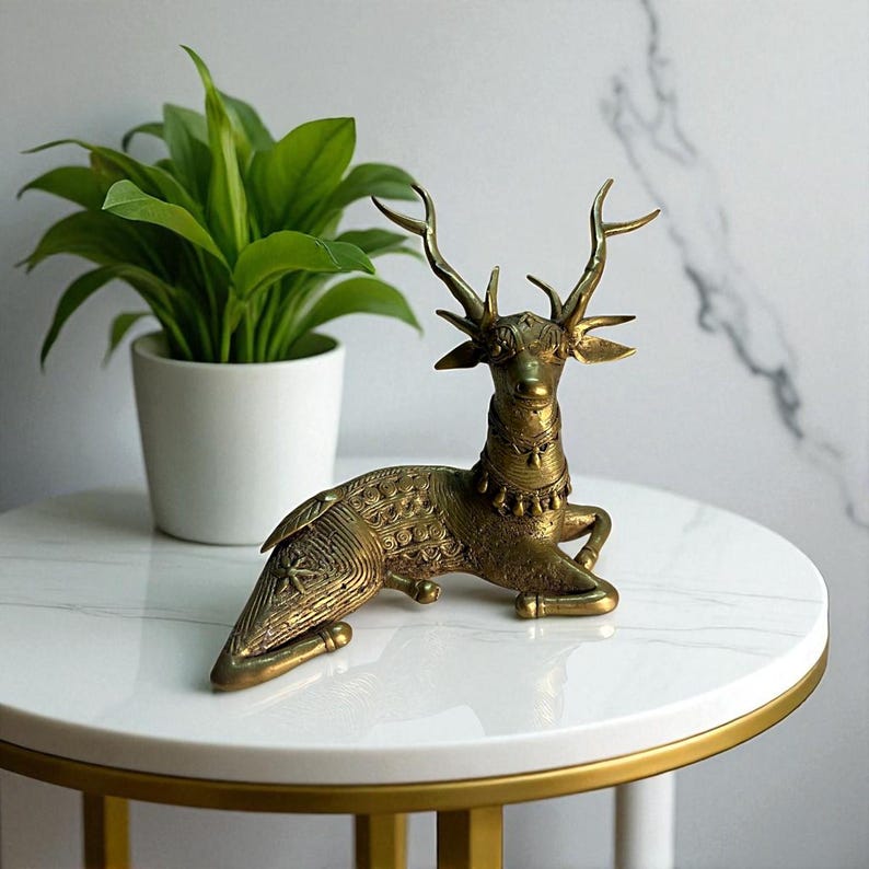 Handmade Brass Deer | Bastar Dhokra | Indian Tribal Art | Bastar Decor | Dhokra Deer | Brass Deer | Handmade in India | Handicraft