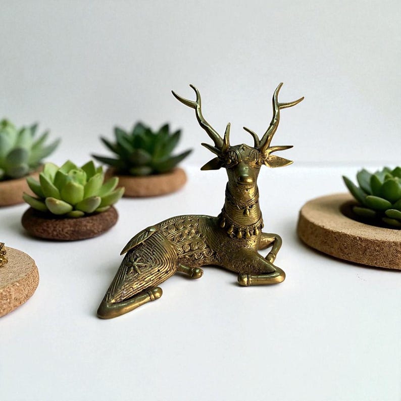 Handmade Brass Deer | Bastar Dhokra | Indian Tribal Art | Bastar Decor | Dhokra Deer | Brass Deer | Handmade in India | Handicraft