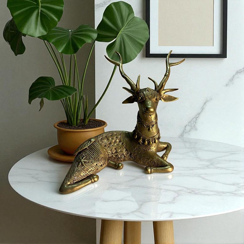 Handmade Brass Deer | Bastar Dhokra | Indian Tribal Art | Bastar Decor | Dhokra Deer | Brass Deer | Handmade in India | Handicraft