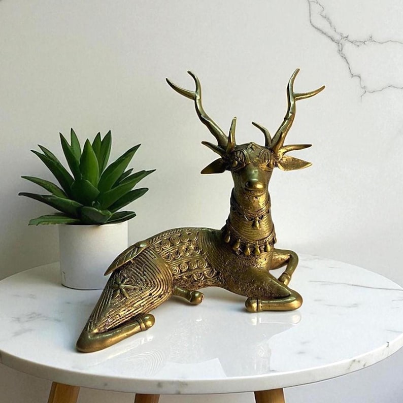 Handmade Brass Deer | Bastar Dhokra | Indian Tribal Art | Bastar Decor | Dhokra Deer | Brass Deer | Handmade in India | Handicraft