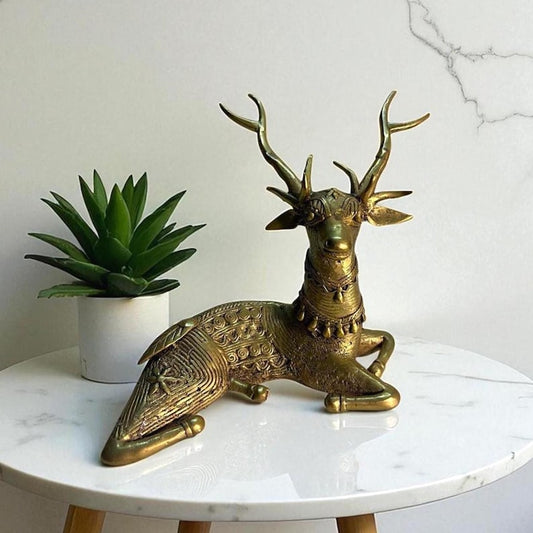 Handmade Brass Deer | Bastar Dhokra | Indian Tribal Art | Bastar Decor | Dhokra Deer | Brass Deer | Handmade in India | Handicraft