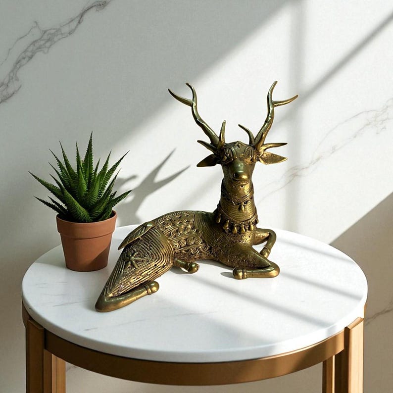 Handmade Brass Deer | Bastar Dhokra | Indian Tribal Art | Bastar Decor | Dhokra Deer | Brass Deer | Handmade in India | Handicraft