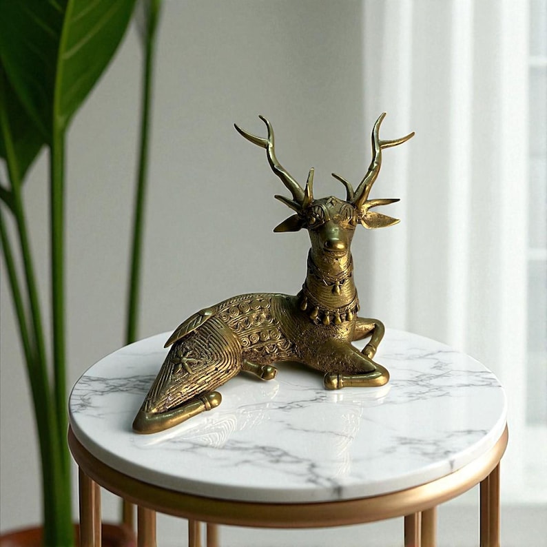 Handmade Brass Deer | Bastar Dhokra | Indian Tribal Art | Bastar Decor | Dhokra Deer | Brass Deer | Handmade in India | Handicraft