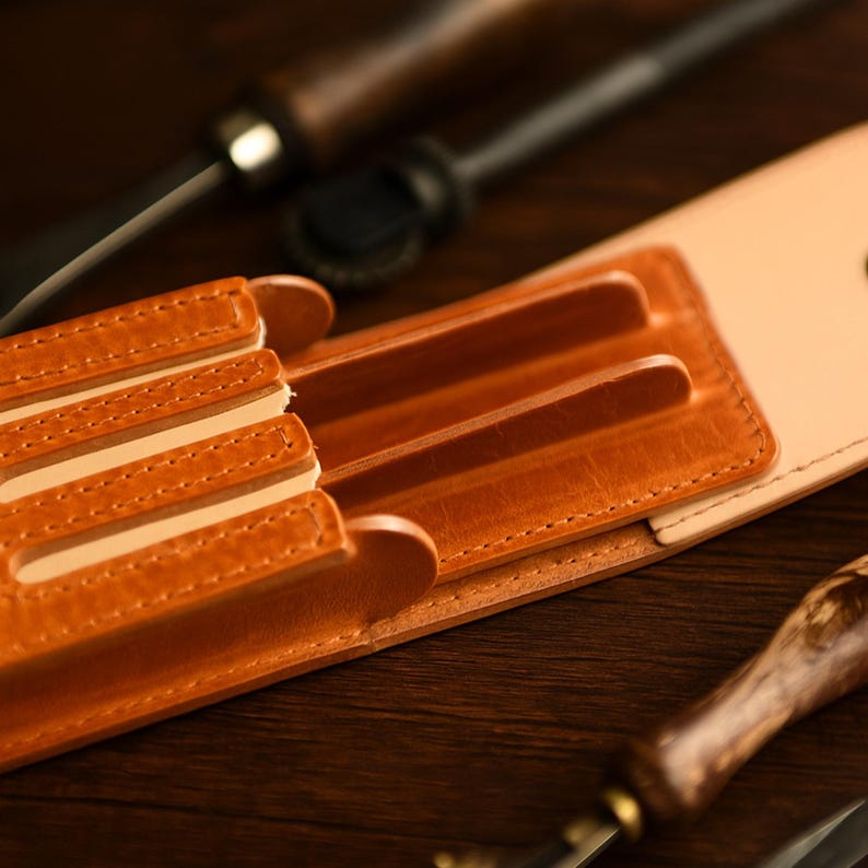 Personalized Leather Pen Case, Real Leather Pencil Cover, 3 Slot Fountain Pen Holder, Brown Leather Pouch, Custom Back-to-School Gift